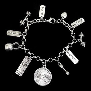 Physical Fitness Charm Bracelet Personal Trainer Weight Lifting Gym Moti…